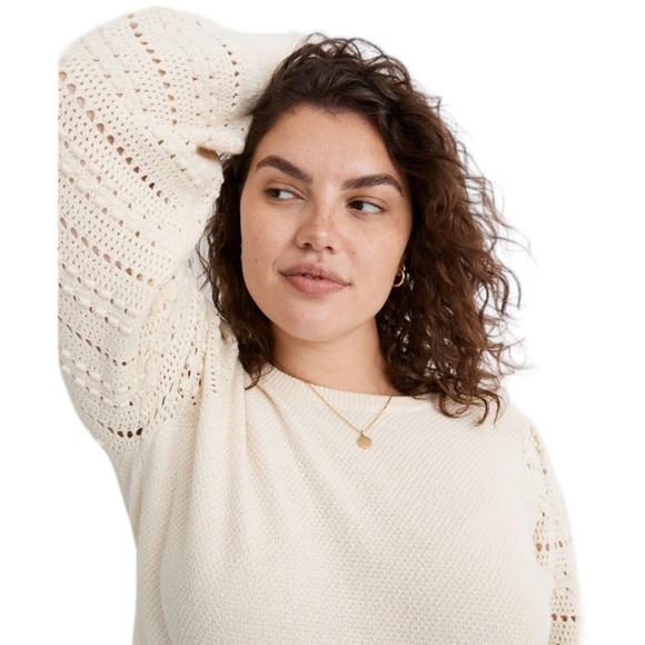 Madewell - NWT Bobble-Sleeve Pullover Lightweight Wool Blend Sweater Sz L - Picture 4 of 8